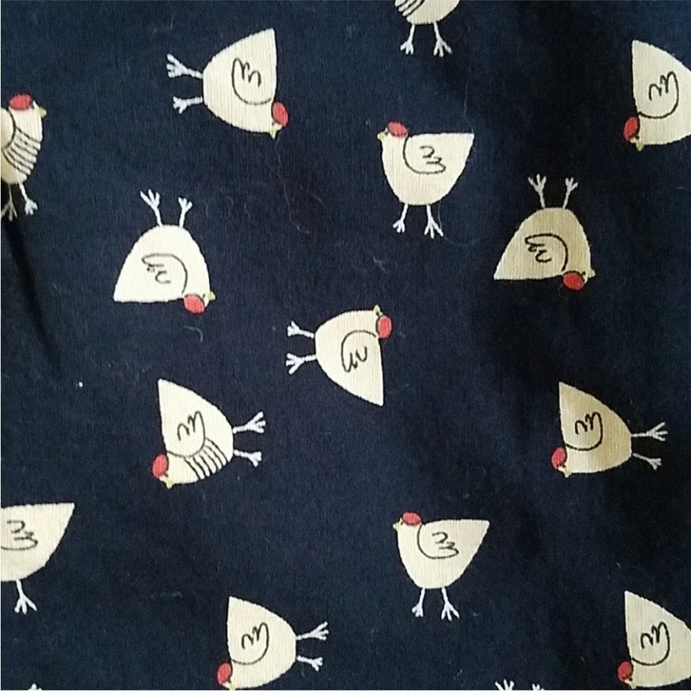 J.Crew Crewcuts Girls Navy‎ Blue Chicken Print Long Sleeve Shirt Dress